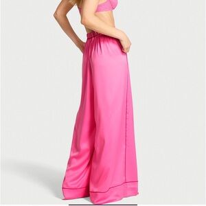 Victoria's Secret Glazed Satin Palazzo Sleep Pants Hollywood Hot Pink